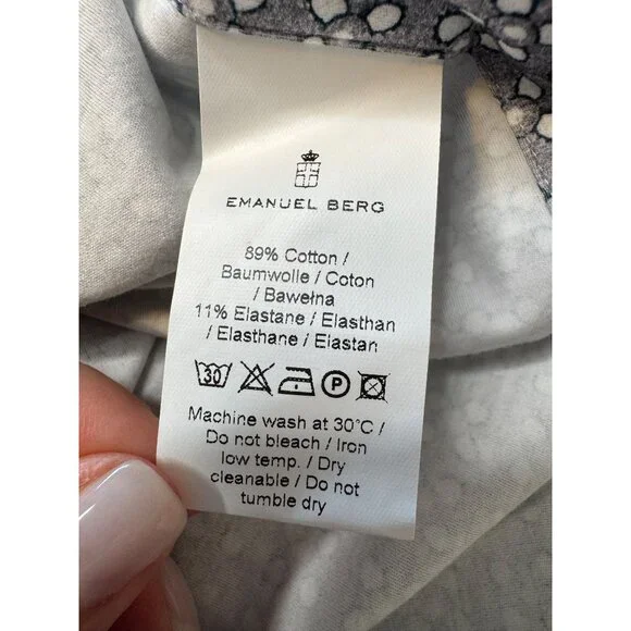 Emanuel Berg Modern 4 Flex Stretch Size XXL 18" Sport Shirt Grey Floral Pattern - Picture 7 of 8